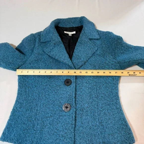 CAbi Wool Blend Turquoise Blue Button Up Jacket Blazer Lined Womens 4 - Picture 6 of 12